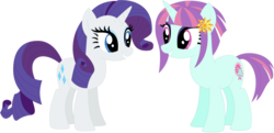 Size: 1024x496 | Tagged: safe, artist:ra1nb0wk1tty, rarity, sunny flare, pony, unicorn, g4, equestria girls ponified, female, mare, ponified, simple background, transparent background