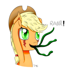 Size: 1280x1371 | Tagged: safe, artist:tlmoonguardian, applejack, monster pony, original species, tatzlpony, g4, simple background, species swap, spoopy, tatzljack, tentacles, transparent background