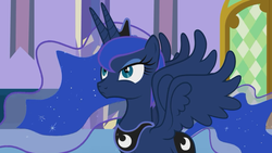 Size: 1366x768 | Tagged: safe, artist:forgalorga, princess luna, alicorn, pony, celestia is best princess (animation), g4, double alicorn, horn, it came from youtube, luna is not amused, multiple horns, multiple wings, old video, unamused, youtube link