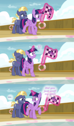 Size: 1481x2500 | Tagged: safe, edit, edited screencap, screencap, star tracker, twilight sparkle, alicorn, earth pony, pony, g4, once upon a zeppelin, butt sniffing, comic, female, fetish, flag, levitation, magic, mare, olfactophilia, personal space invasion, telekinesis, twilight sparkle (alicorn)