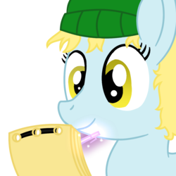 Size: 1000x1000 | Tagged: safe, artist:toyminator900, oc, oc only, oc:atlas, pony, unicorn, beanie, hat, notepad, pen, simple background, transparent background