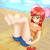 Size: 2300x2300 | Tagged: safe, artist:focusb, apple bloom, crab, human, g4, ass, barefoot, beach, butt, clothes, feet, female, high res, humanized, ocean, sand, shorts, solo