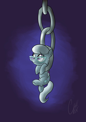 Size: 4961x7016 | Tagged: safe, artist:theravencriss, silver spoon, earth pony, pony, g4, absurd resolution, chains, female, filly, glasses, smiling, solo
