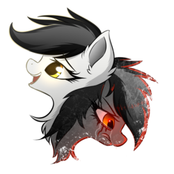 Size: 2000x2000 | Tagged: safe, artist:morningbullet, oc, oc only, oc:noot, pony, angry, blood, bust, crying, duality, ear fluff, female, grunge, happy, high res, makeup, mare, open mouth, portrait, profile, sad, simple background, tears of blood, trace, transparent background