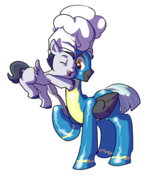 Size: 2100x2538 | Tagged: safe, artist:heyerika, rumble, thunderlane, pegasus, pony, g4, marks and recreation, brothers, chef's hat, clothes, colt, cute, duo, eyes closed, hat, high res, hug, male, simple background, smiling, spoon, stallion, transparent background, uniform, wonderbolts uniform