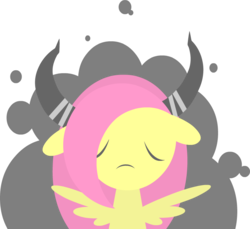 Size: 846x776 | Tagged: safe, artist:twitchy-tremor, fluttershy, iron will, g4, putting your hoof down, doormat, horn, horns, mean, monster, new fluttershy