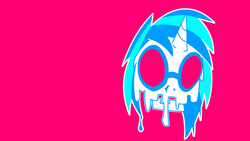 Size: 1920x1080 | Tagged: safe, artist:hackd, dj pon-3, vinyl scratch, g4, female, melting, skull, solo