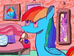 Size: 1280x966 | Tagged: safe, artist:laurasrxfgcc, rainbow dash, twilight sparkle, alicorn, pony, g4, couch, cute, freckles, lamp, picture frame, pillow, twilight sparkle (alicorn)