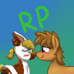 Size: 1280x1280 | Tagged: safe, artist:hilfigirl, artist:yugtra, oc, oc only, oc:heavy weight, oc:pawprint, earth pony, pony, unicorn, blushing, collaboration, heavyprint, love, nuzzling, roleplay