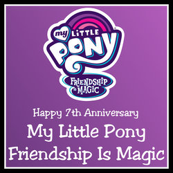 Size: 4013x4013 | Tagged: safe, artist:mandash1996, g4, absurd resolution, happy birthday mlp:fim, mlp fim's seventh anniversary, my little pony logo, simple background, text, vector