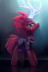 Size: 2000x3000 | Tagged: safe, artist:lilfunkman, tempest shadow, pony, unicorn, g4, my little pony: the movie, broken horn, electricity magic, female, high res, horn, lightning, magic, mare, solo