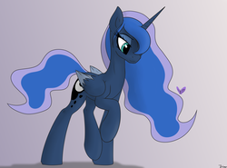 Size: 2264x1672 | Tagged: safe, artist:vinaramic, princess luna, alicorn, butterfly, pony, g4, female, gray background, mare, simple background, solo