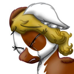 Size: 512x512 | Tagged: safe, artist:hilfigirl, oc, oc only, oc:pawprint, earth pony, pony, bust, crying, sad, solo, telegram sticker