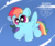 Size: 511x432 | Tagged: safe, artist:dusty-munji, rainbow dash, pegasus, pony, g4, chibi, cloud, female, flying, mare, sky, solo