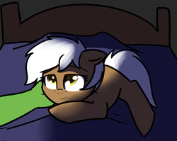 Size: 1280x1020 | Tagged: safe, artist:neuro, oc, oc only, oc:anon, oc:frosty hooves, bed, lying down, offscreen character, pov