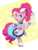 Size: 761x1000 | Tagged: safe, artist:dstears, pinkie pie, earth pony, pony, coinky-dink world, g4, my little pony equestria girls: summertime shorts, bow, clothes, cute, diapinkes, dress, equestria girls ponified, female, food, hair bow, hat, ice cream, looking at you, mare, pinkie pie day, ponified, roller skates, server pinkie pie, skates, skating, smiling, solo, waitress