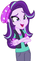 Size: 317x534 | Tagged: safe, artist:thebar, starlight glimmer, equestria girls, equestria girls specials, g4, my little pony equestria girls: mirror magic, background removed, beanie, clothes, female, hat, open mouth, simple background, solo, transparent background, vest