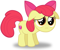 Size: 1200x1000 | Tagged: safe, artist:spellboundcanvas, apple bloom, earth pony, pony, g4, marks and recreation, adorabloom, cute, female, floppy ears, sad, simple background, solo, transparent background, vector