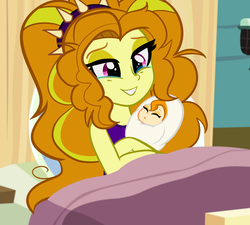 Size: 1024x922 | Tagged: dead source, safe, artist:wubcakeva, adagio dazzle, oc, oc:astara dazzle, equestria girls, g4, my little pony equestria girls: rainbow rocks, baby, bed, clothes, cradling, crying, duo, female, hospital bed, mother and daughter, newborn, next generation, parent:adagio dazzle, tears of joy