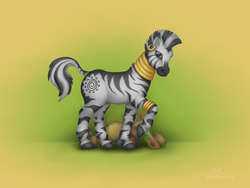 Size: 1280x960 | Tagged: safe, artist:wiredhooves, zecora, pony, zebra, g4, female, looking at you, simple background, smiling, solo
