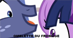 Size: 1132x592 | Tagged: safe, edit, edited screencap, screencap, star tracker, twilight sparkle, alicorn, pony, g4, once upon a zeppelin, dexter's laboratory, omelette du fromage, twilight sparkle (alicorn)