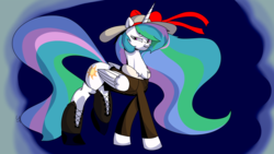 Size: 3840x2160 | Tagged: safe, artist:mechakid37, princess celestia, alicorn, pony, g4, clothes, female, hat, high res, solo