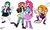 Size: 1280x768 | Tagged: safe, artist:nayaasebeleguii, adagio dazzle, juniper montage, pinkie pie, sunset shimmer, equestria girls, g4, crossover, cuphead, cuphead (character), king dice, mugman, parody, studio mdhr, style emulation, the devil, trident