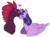 Size: 1009x740 | Tagged: safe, artist:hhazard, artist:tigerterritory, fizzlepop berrytwist, tempest shadow, twilight sparkle, alicorn, pony, unicorn, g4, my little pony: the movie, broken horn, duo, eye scar, female, folded wings, heart, horn, lesbian, mare, nuzzling, scar, ship:tempestlight, shipping, simple background, smiling, twilight sparkle (alicorn), white background