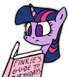 Size: 864x980 | Tagged: safe, artist:moonatik, derpibooru exclusive, pinkie pie, twilight sparkle, g4, book, female, happy birthday mlp:fim, mlp fim's seventh anniversary, reading, simple background, solo, transparent background