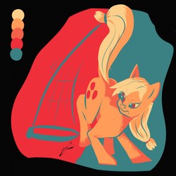 Size: 1280x1280 | Tagged: safe, artist:magnificent-arsehole, applejack, earth pony, pony, g4, female, lasso, limited palette, mare, rope, solo