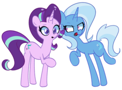 Size: 1900x1400 | Tagged: safe, artist:turtlefarminguy, starlight glimmer, trixie, pony, unicorn, g4, duo, female, mare, simple background, transparent background