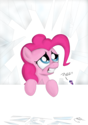 Size: 4961x7016 | Tagged: safe, artist:theravencriss, pinkie pie, twilight sparkle, pony, g4, absurd resolution, breaking the fourth wall, female, funny, funny as hell, grin, lmao, lmfao, mare, nervous, nervous smile, simple background, smiling, yelling