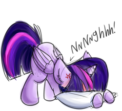 Size: 1024x931 | Tagged: safe, artist:lbrcloud, twilight sparkle, alicorn, pony, g4, angry, cross-popping veins, ear fluff, face down ass up, faceplant, female, floppy ears, mare, pillow, simple background, solo, twilight sparkle (alicorn), white background, yelling