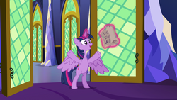 Size: 1920x1080 | Tagged: safe, screencap, twilight sparkle, alicorn, pony, g4, season 7, shadow play, bipedal, cute, female, magic, mare, open mouth, solo, spread wings, telekinesis, twiabetes, twilight sparkle (alicorn), twilight's castle, wings