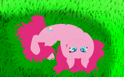 Size: 2040x1271 | Tagged: safe, artist:becker94, pinkie pie, g4, behaving like a cat, female, grass, solo