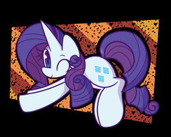 Size: 1969x1587 | Tagged: safe, artist:hedgehog-plant, rarity, pony, unicorn, g4, abstract background, female, mare, one eye closed, solo