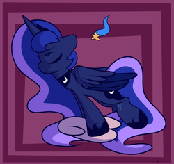 Size: 1800x1700 | Tagged: safe, artist:hedgehog-plant, princess luna, alicorn, pony, g4, abstract background, cloud, eyes closed, female, mare, solo