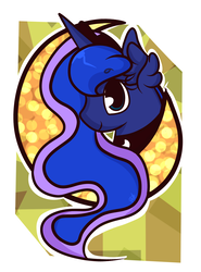 Size: 1876x2534 | Tagged: safe, artist:hedgehog-plant, princess luna, alicorn, pony, g4, abstract background, bust, crescent moon, female, mare, moon, portrait, profile, solo