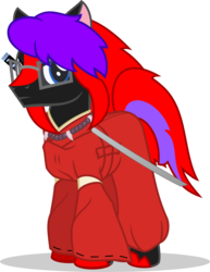 Size: 689x894 | Tagged: safe, artist:mlp-trailgrazer, oc, oc:terrahoof, pony, clothes, costume, crossover, glasses, inuyasha (character), male, nightmare night costume, simple background, solo, stallion, sword, transparent background, weapon