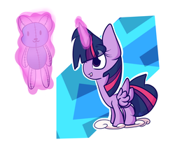 Size: 2350x2000 | Tagged: safe, artist:hedgehog-plant, twilight sparkle, alicorn, pony, g4, abstract background, cloud, female, high res, magic, mare, plushie, solo, telekinesis, twilight sparkle (alicorn)