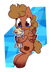 Size: 2000x2800 | Tagged: safe, artist:hedgehog-plant, derpy hooves, oc, pegasus, pony, g4, abstract background, cookie, food, high res, muffin, plushie