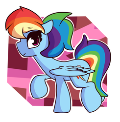 Size: 1970x2011 | Tagged: safe, artist:hedgehog-plant, rainbow dash, pegasus, pony, g4, abstract background, female, mare, ponytail, solo