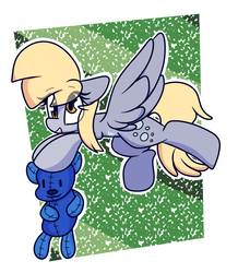 Size: 1856x2125 | Tagged: safe, artist:hedgehog-plant, derpy hooves, pegasus, pony, g4, abstract background, female, flying, mare, plushie, solo