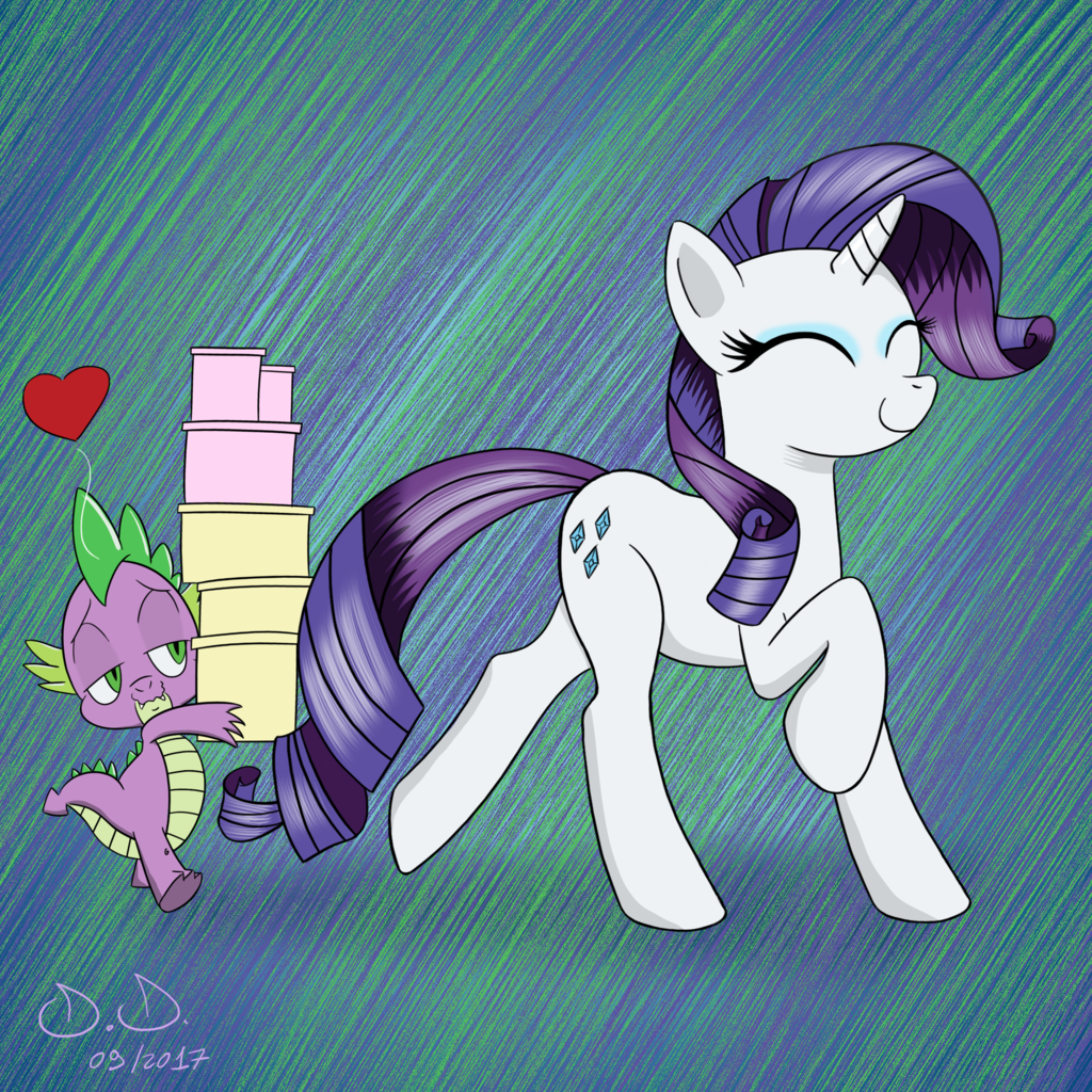 ...rarity, spike, dragon, carrying, female, lidded eyes, male, shipping, sp...