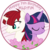 Size: 2000x2000 | Tagged: safe, artist:arifproject, twilight sparkle, oc, oc:fausticorn, alicorn, pony, unicorn, g4, alicorn oc, arif's circle vector, bust, circle, duo, duo female, eyes closed, female, flower, happy birthday mlp:fim, high res, inkscape, mlp fim's seventh anniversary, semi-transparent, simple background, smiling, transparent background, vector