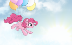 Size: 3840x2400 | Tagged: safe, artist:lifes-remedy, pinkie pie, earth pony, pony, g4, balloon, cute, diapinkes, female, floating, high res, mare, pinkie pie day, smiling, solo, then watch her balloons lift her up to the sky