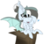 Size: 2362x2362 | Tagged: safe, artist:brokensilence, oc, oc only, oc:nickie, bat pony, pony, bat pony oc, box, fangs, freckles, happy, heart, high res, mute, pony in a box, simple background, transparent background