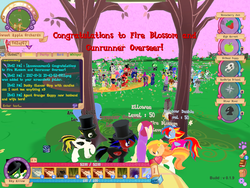Size: 1024x768 | Tagged: safe, legends of equestria, 3d, candy, clapping, clapping ponies, confetti, food, marriage, rain, text, too many ponies, video game, wedding