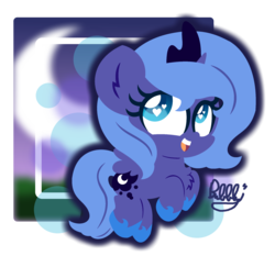 Size: 2177x2033 | Tagged: safe, artist:bubbly-storm, princess luna, alicorn, pony, g4, chibi, cute, female, filly, heart eyes, high res, lunabetes, s1 luna, smiling, wingding eyes, woona, younger