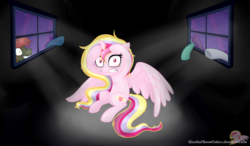 Size: 8541x4986 | Tagged: safe, artist:raspberrystudios, oc, oc only, oc:aurelia charm, zombie, absurd resolution, dark, insanity, nightmare night, terrified